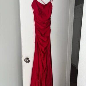 Red dress with a slit